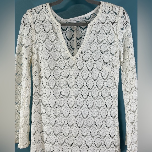 Trina Turk Dress Size 6 Crochet Ivory Long Sleeve Swim Cover Up - Picture 2 of 8